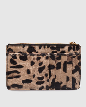 Dolce&Gabbana Beige leather cardholder with print BI1261AX566