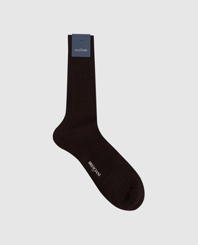 Bresciani Dark brown ribbed socks MC034UN0004XX