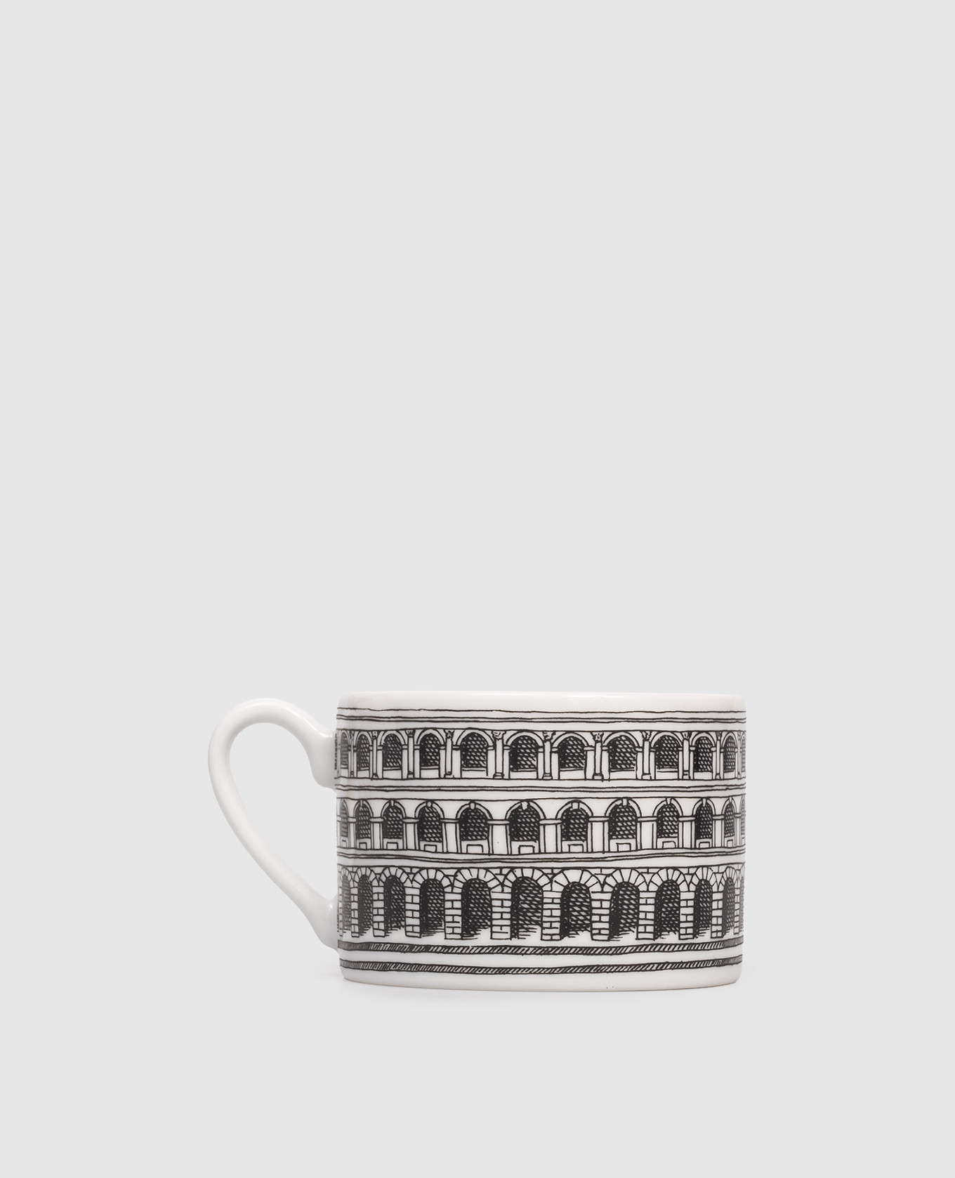 

Architettura white porcelain tea set with cup and saucer Fornasetti