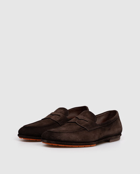 Santoni Brown nubuck loafers with gradient effect MCNG19298SI6SEAA