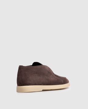 Stefano Ricci Brown suede deserts with textured emblem UC62G4181SDP