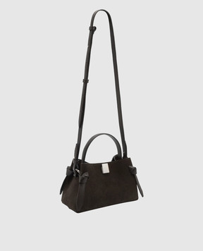 YUZEFI Dark brown suede Gyoza bag GYOZA