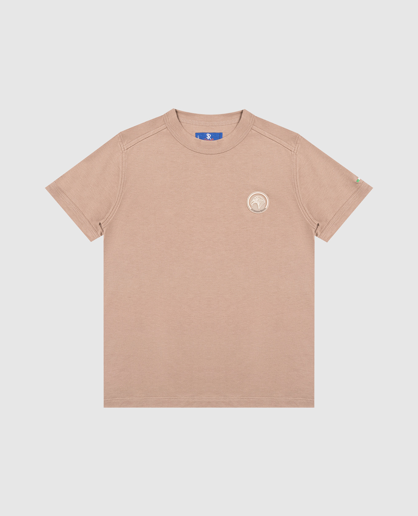 Children's brown T-shirt with logo patch