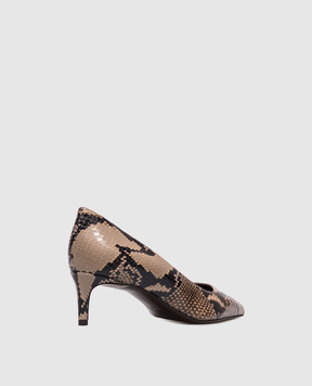 Khaite Jett D'Orsay brown leather shoes with reptile leather embossing F2041803