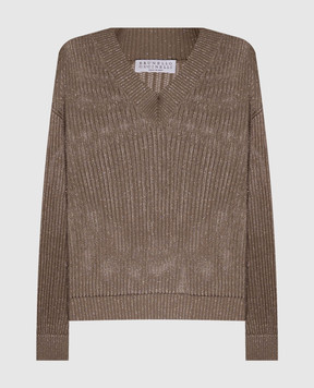 Brunello Cucinelli Brown pullover with lurex MST258302