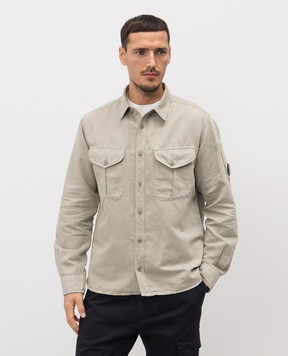 C.P. Company Gray linen shirt with patch MSH082A110626G