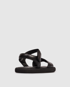 Maison Margiela MM6 Children's black leather sandals with logo 823903638