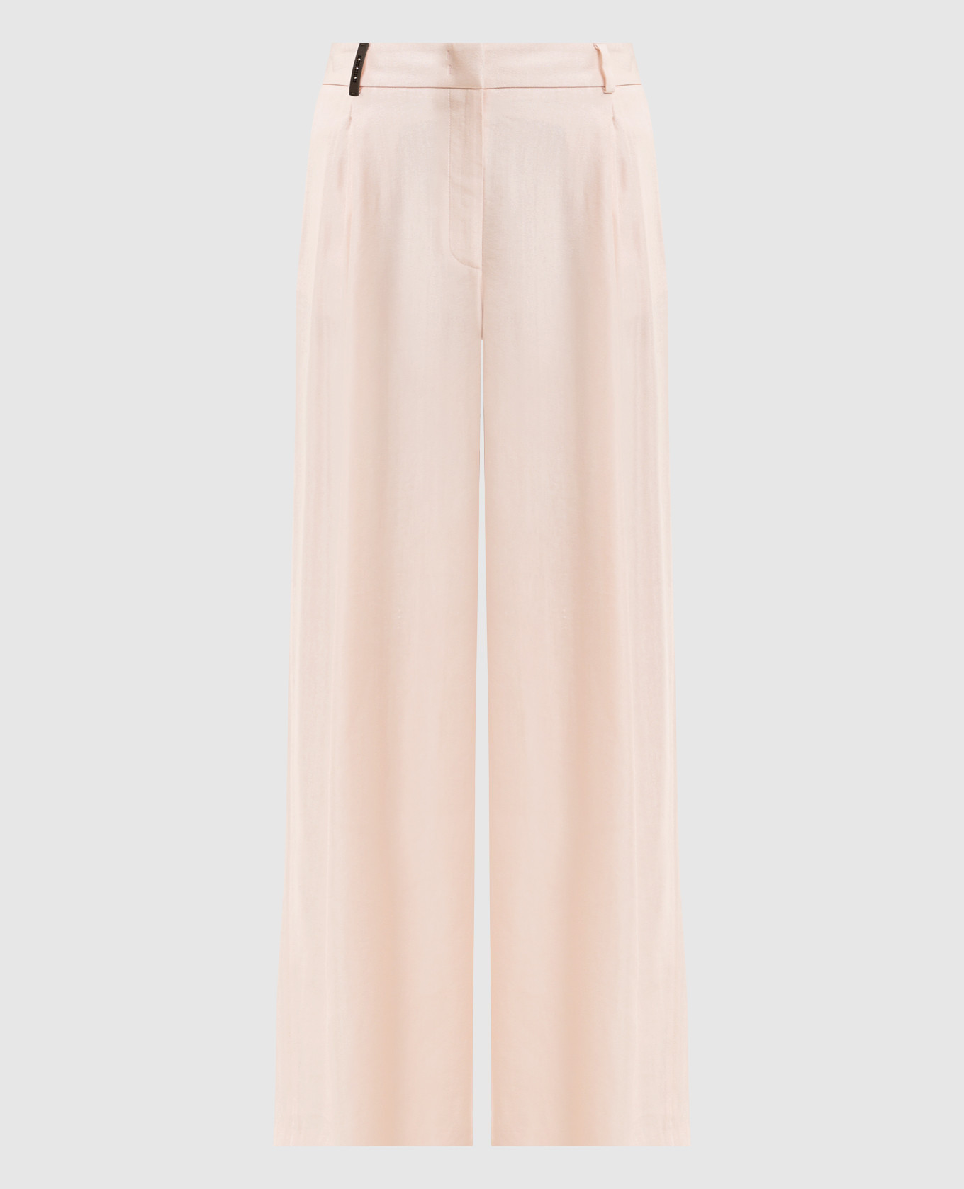 Pink linen pants with branded patch