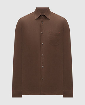 Kiton Brown linen shirt UMCNERHH09690