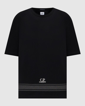 C.P. Company Black T-shirt with embroidered logo MTS122A110580W