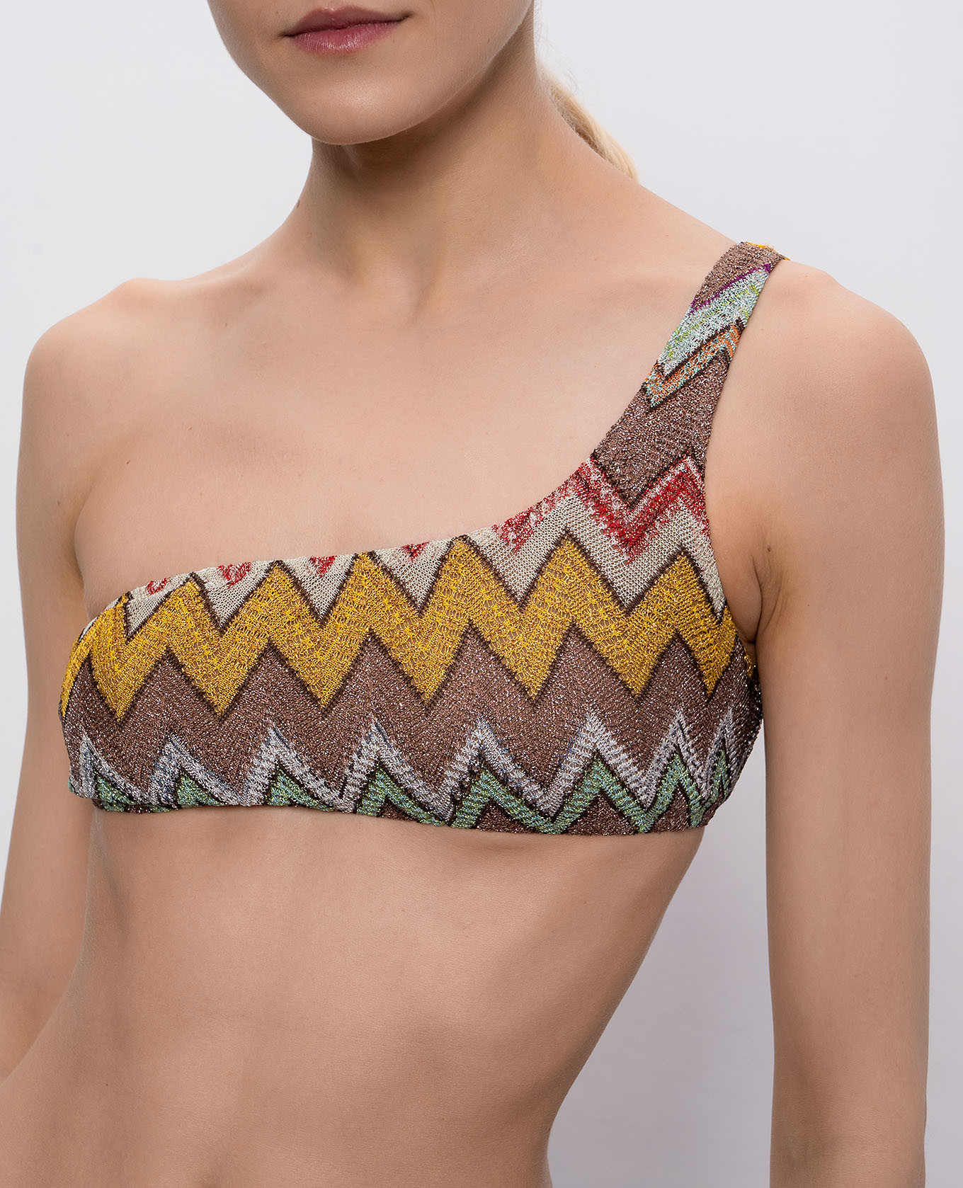 

One-shoulder swimsuit with pattern Missoni, Beige