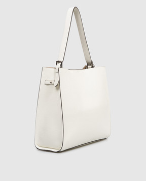 Gianni Notaro Ivory leather bag DOLLARO with logo print 255DOLLARONIKEL
