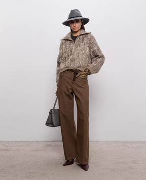 Brunello Cucinelli Beige cardigan with sequins MNLR08306P