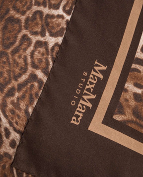 Max Mara Brown AQUILA leopard print silk scarf MSTAQUILA