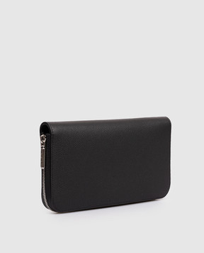Stefano Ricci Black leather clutch wallet with metal emblem PP312PMR