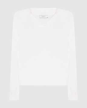 Peserico White wool pullover with monil chain A99062F18K09169