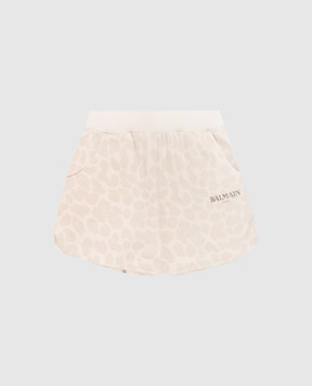 Balmain Children's beige printed shorts BY6B39Z3762