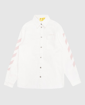 Off-White Children's white denim shirt with logo print 44GYD002S26D001