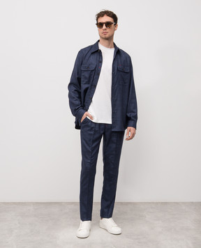 ISAIA Blue shirt made of wool, cashmere, silk and linen OSH00998840