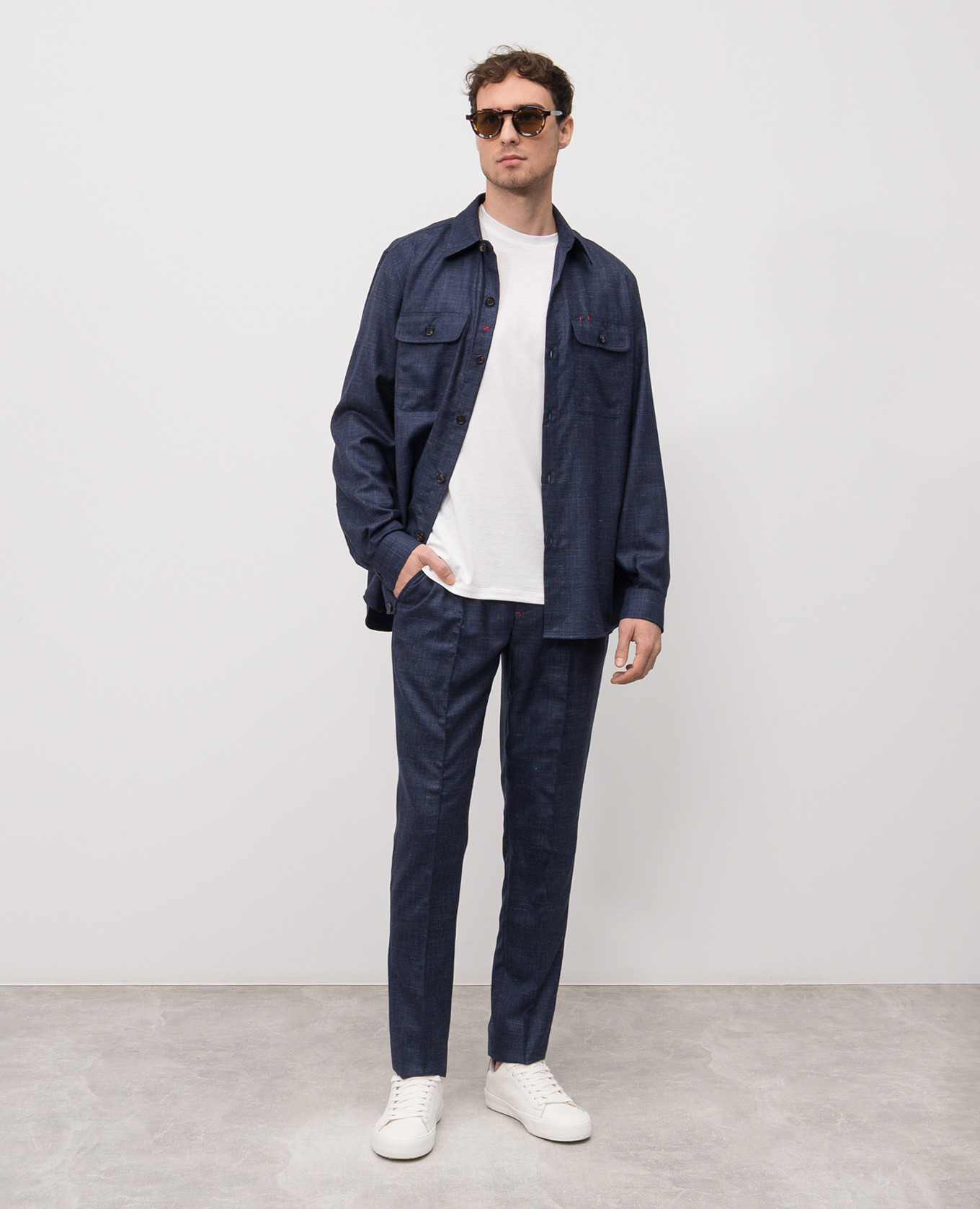 Blue shirt made of wool, cashmere, silk and linen ISAIA 2