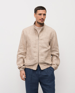 Peserico Beige linen jacket with logo R5227002607
