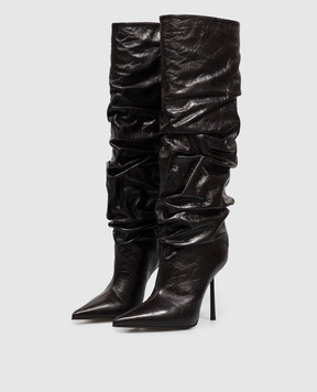 Le Silla BELLA dark purple leather boots with drapery 4196E090BXPPCRM