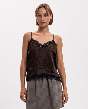 Twinset Brown top with lace 262TP2112