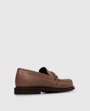 Brunello Cucinelli Brown leather loafers with monil chain MZMGG3314P