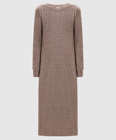Beige midi dress GOCCIA with wool and silk