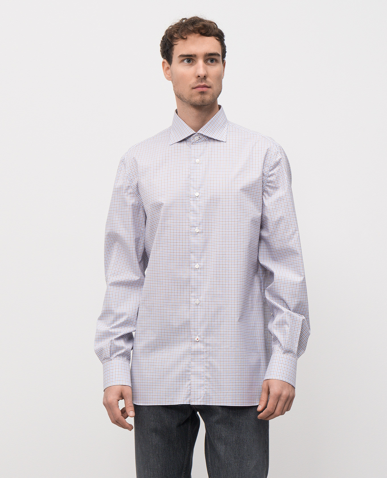 

Checkered shirt ISAIA, White