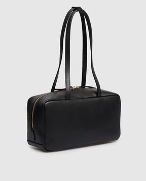 Christian Villa Black leather bag with logo print 06497