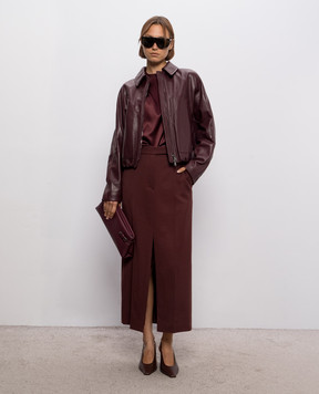 Brunello Cucinelli Burgundy wool midi skirt MP553G4074