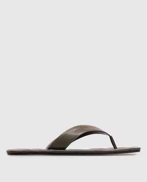 JW Anderson Khaki leather flip-flops with embossed logo SL0016LA0232