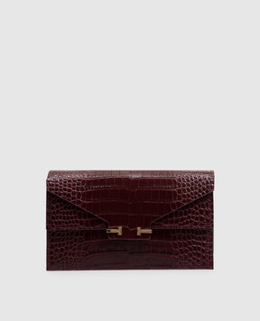 Tom Ford Burgundy crocodile-embossed AUBE leather cross-body bag S0531LCL607P