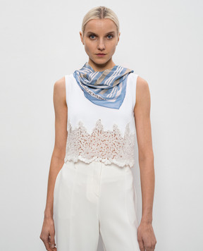 Ermanno Scervino Blue striped silk scarf D482R300XZM