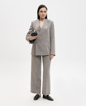 Loulou de Saison SUNA gray double-breasted jacket with linen SUNA