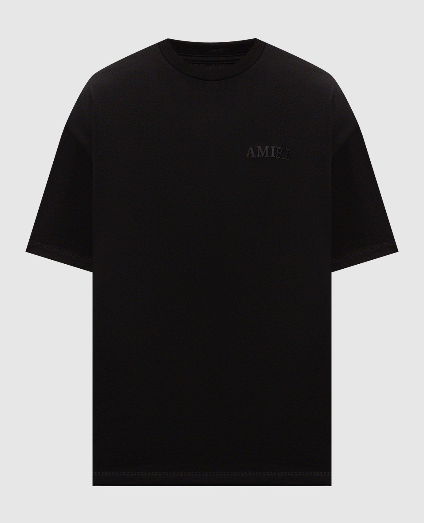 Black T-shirt with textured logo embroidery