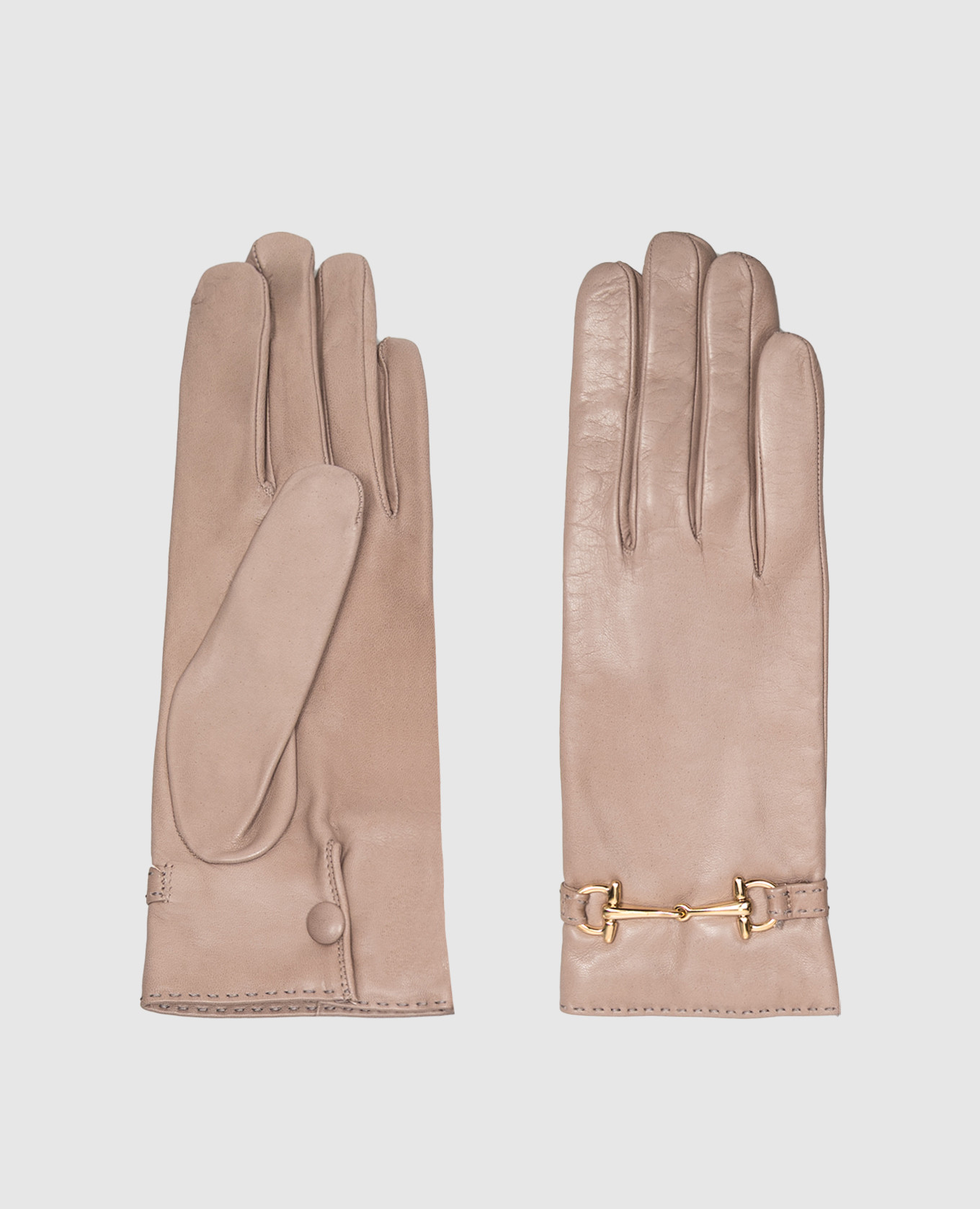 Beige leather gloves