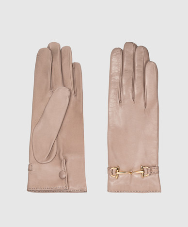 Beige leather gloves