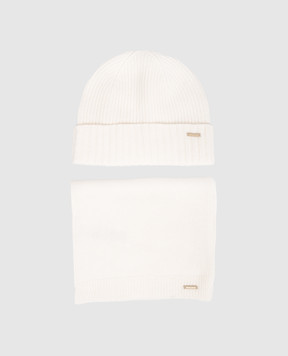 Woolrich White hat and wool scarf set CFWWAC2029FRUF0659