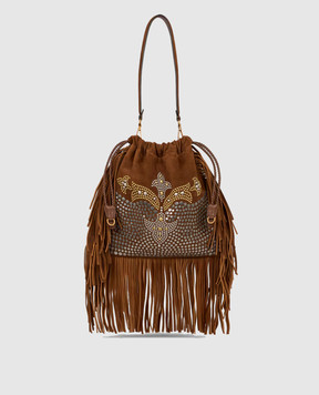 Etro Brown suede bag KALISPERA with fringe WP1B0024AB021