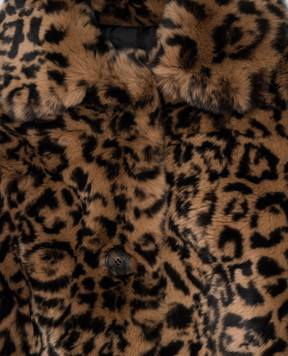 Yves Salomon Enfant Children's brown leopard print rabbit fur coat 20WEM307XXREXX