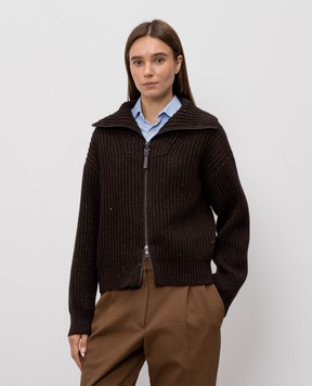 Brunello Cucinelli Brown cashmere and silk cardigan MBM753506P