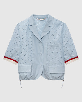 Fendi Blue jacket with geometric perforation FJ7718AWA0