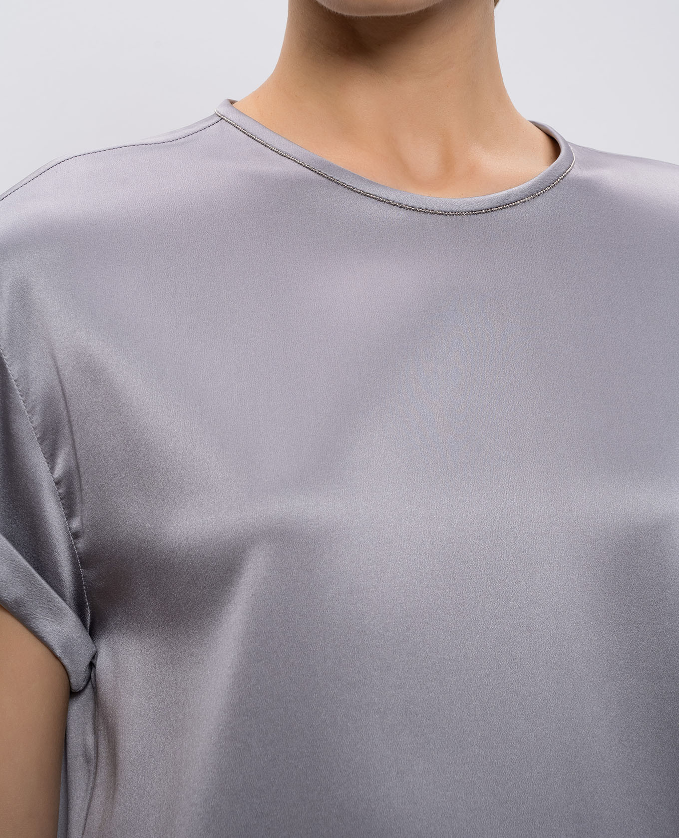 Gray silk top with chain Brunello Cucinelli 5