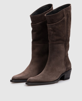 Khaite Clive brown suede boots F1105946