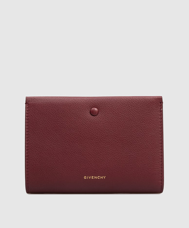 Burgundy leather wallet with logo