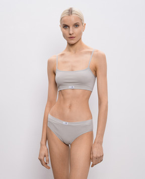 Maison Margiela MM6 Grey top with logo patch MKRK50010