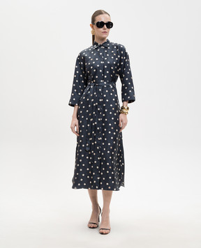 Max Mara LEVA blue polka dot silk dress SMMLEVA