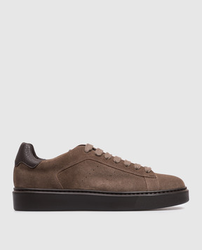 Doucal's Brown suede sneakers with logo patch DU2852ALEXPF880